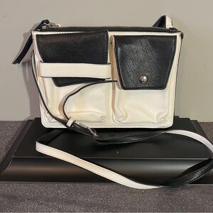 Nine West Black & White Color Block Crossbody Purse with Strap! Stay organized